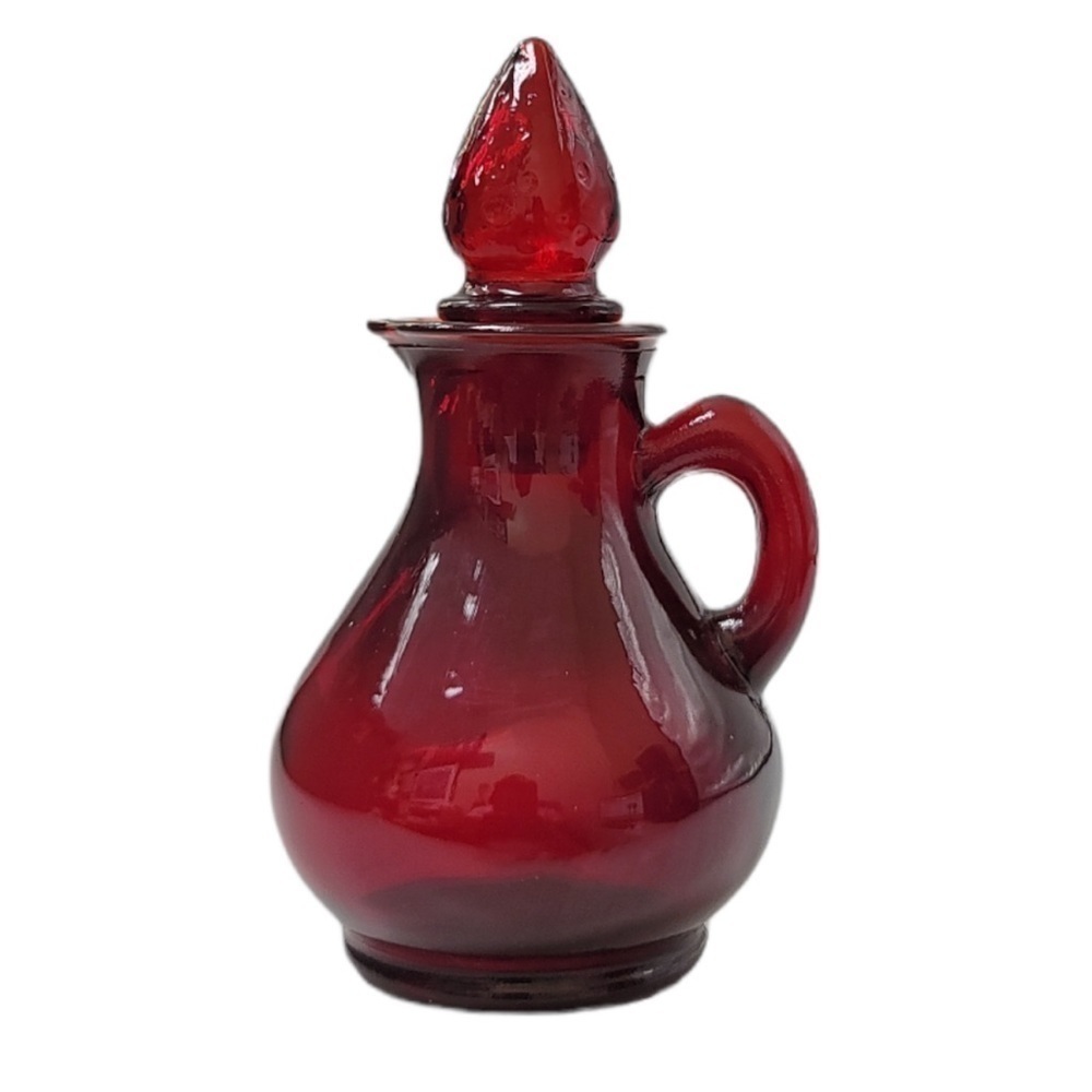 Red Glass Cruet By AVON